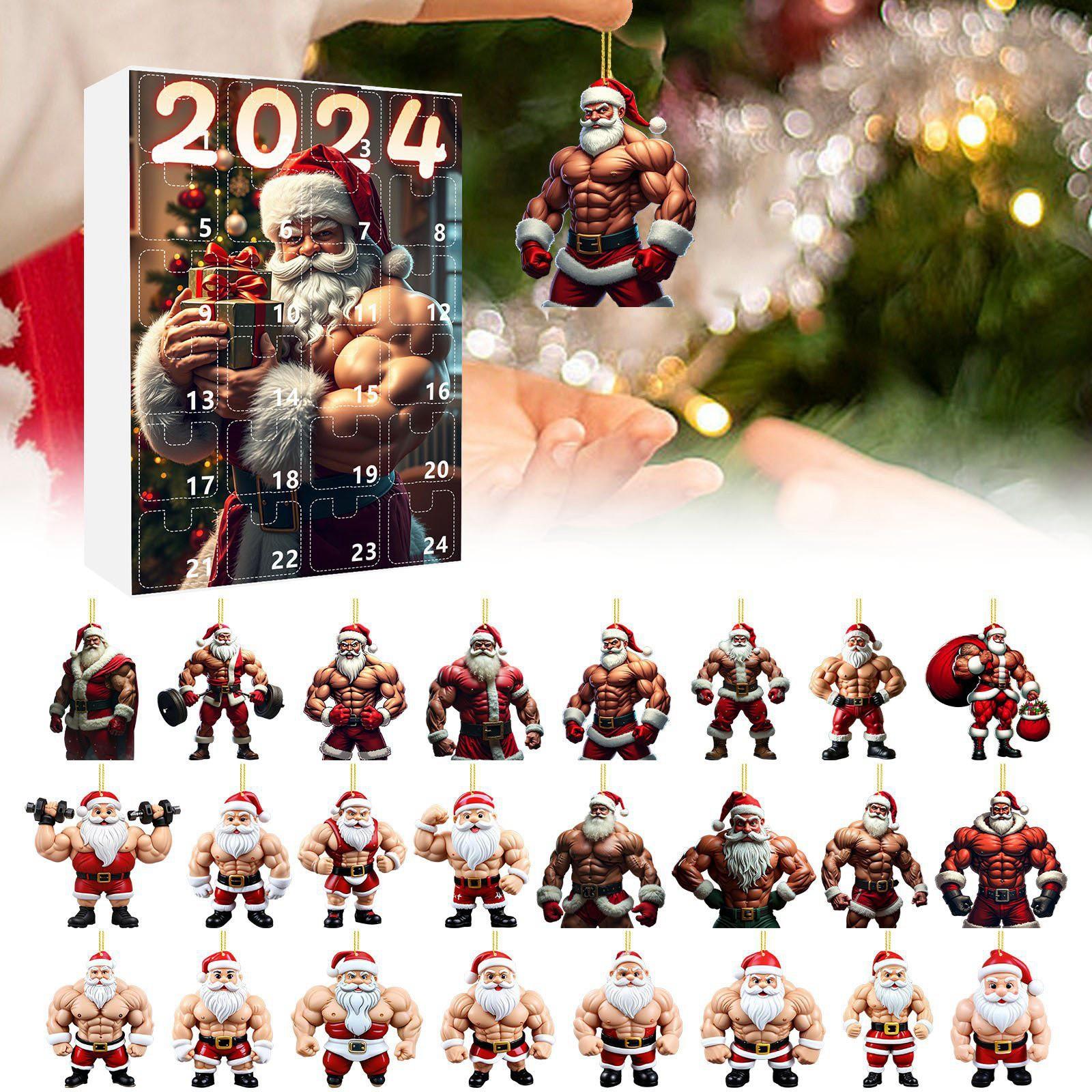 

Рождественский адвент-календарь 2024 года содержит 24 рождественских акриловых украшения, календарь прибытия, обратный отсчет до Рождества с сюрпризами-подвесками One Size