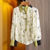 Vintage halenky Dámské tričko s potiskem s dlouhým rukávem 2023 jaro podzimní límec volné módní šifonové halenky