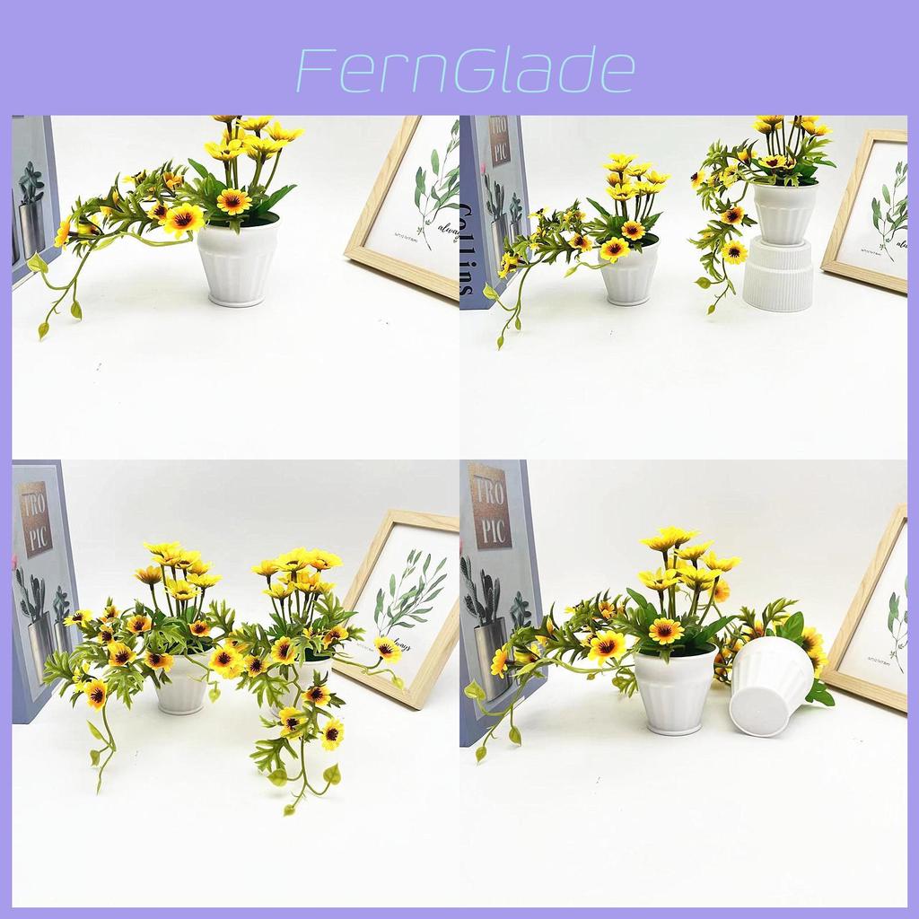 Sunflower Artificial Plant Mini Round Pot For Home Decor And Photography Props