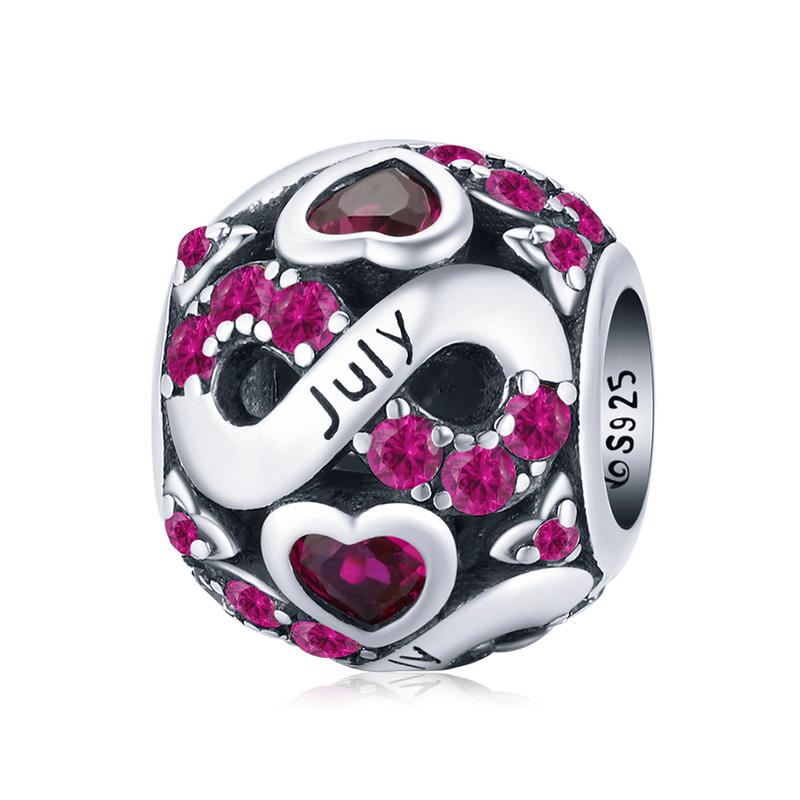 Bamoer 925 Sterling Silver Multi-color Zircon Infinite Love Birthstone Bead Charm for Original Bracelet Bangle Women Jewelry