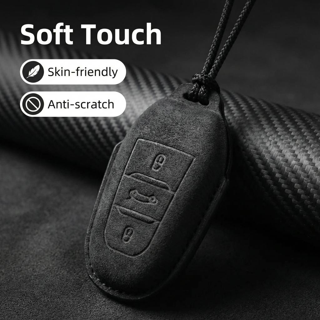 Suede Faux Leather Car Key Case Cover Protective for New Peugeot 206 208 207 3008 308 2008 107 508 607 Accessories