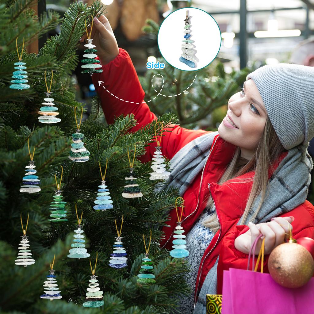 Calendario dell'Avvento di Natale 2026 con Ornamenti da Appendere a Tema Spiaggia in Vetro Marino Acrilico Albero Conto alla Rovescia Decorazione per la Casa