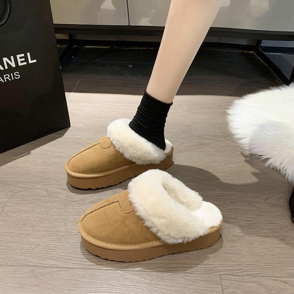 Fashion Women's Winter Fluffy Slippers Fur House Slippers for Women Platform Furry Living Room Shoes Female Thick Warm Floor Sandals