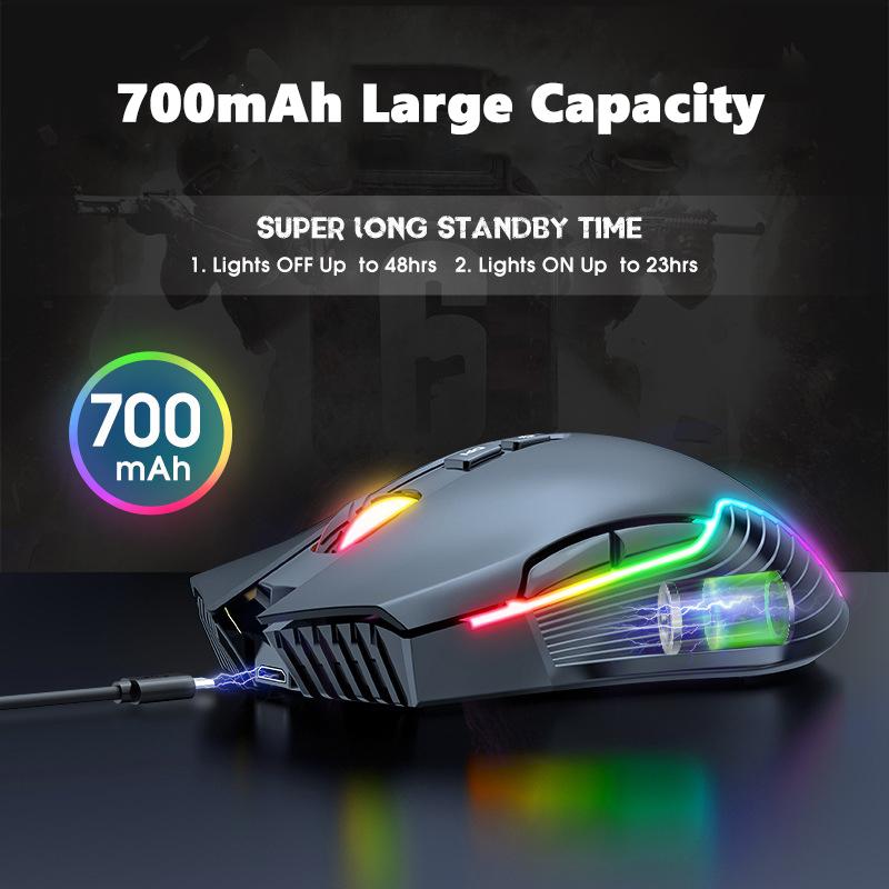 ONIKUMA Wireless 2.4G USB Game Mouse RGB Golwing 3000 DPI Gaming Mice Large Capacity Battery Mouse For Game Office Comfortable Hand-Feeling
