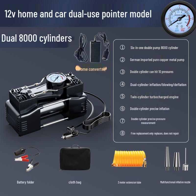 Dual-Cylinder High-Power Electric Car and Home Tire Inflator