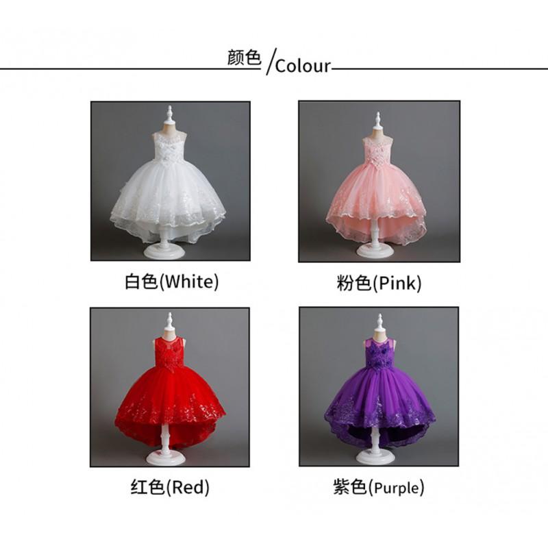 Girls Princess Tulle Dress Sleeveless Pageant Gown Piano Performance Wedding Party