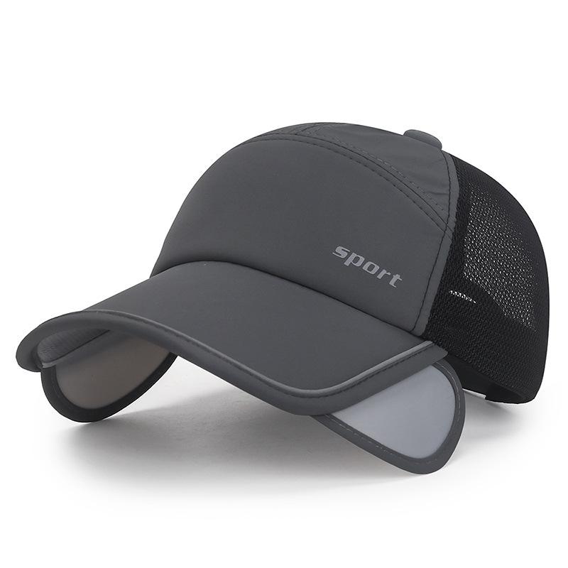 

Sport Reflective Letters Hats Outdoor Retractable Large Men Women Shade Fishing темно-сірий