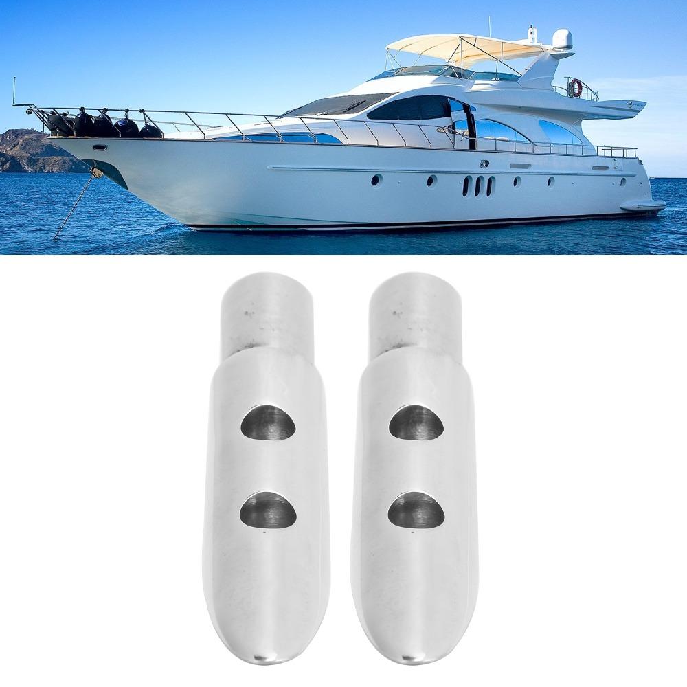 2pcs Set 7/8in Railing Mount Silver Boat Handrail Marine Accessory Ship Rail End  Watercraft