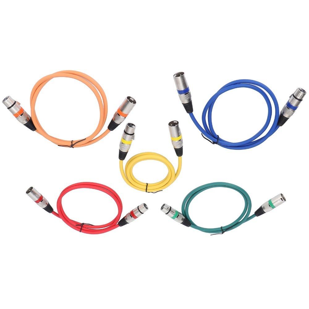 5PCS XLR Male to Female XLR to XLR Microphone Cable 3 Pin Color Coded Mic Patch Cord for Mic Mixer