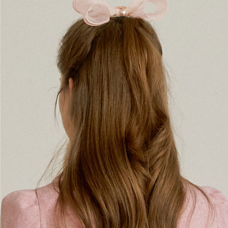 

DELPHIN Mesh Ruffle Ribbon Pin (Light Pink) ONE