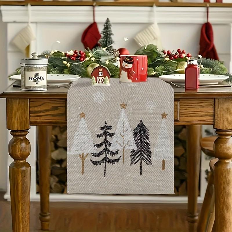 33x275cm Christmas Linen Table Runner Party Decor Winter Kitchen Dining Table Runners Reusable Xmas Table Cloth Decoration New