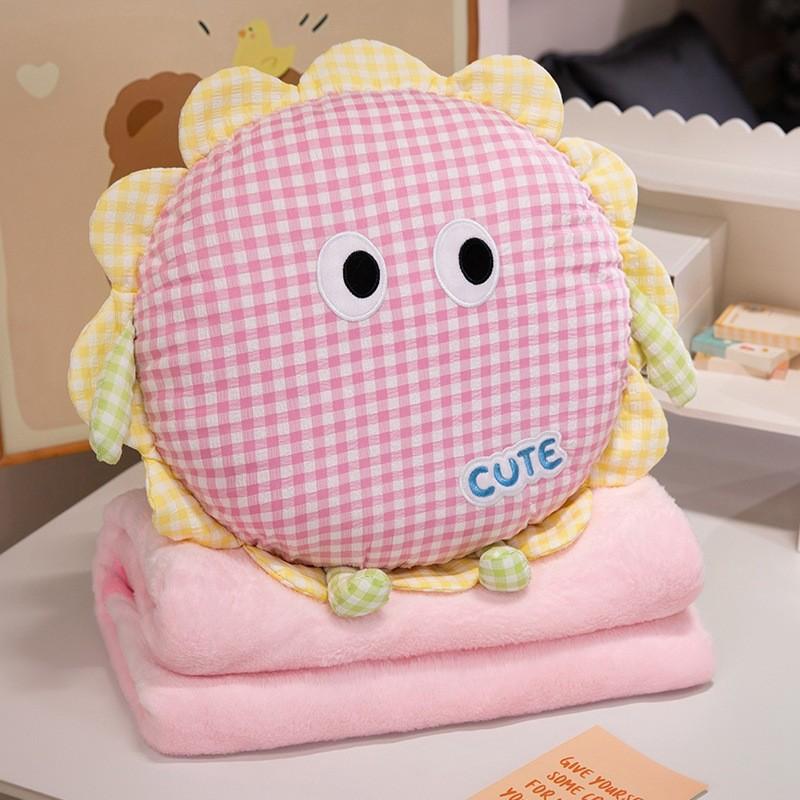 

Подушка Подсолнух Дофамин и Одеяло для Двойного Использования с Мягким Чехлом для Отдыха розовый