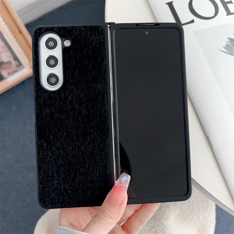 Применимо к чехлу для мобильного телефона Samsung ZFold5, плюшевый, складной, нескользящий, мягкий, полностью закрывающий корпус zfold3/4, противоударный защитный чехол samsung zfold5 чёрный
