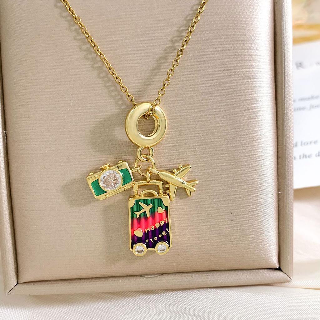 Necklace European and American aircraft camera zircon light luxury temperament gorgeous accessories fashion versatile hot sale collarbone chain women