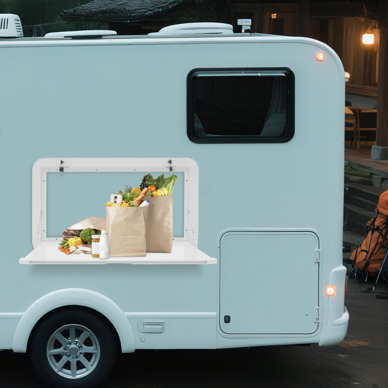 

Foldable White Aluminum RV Table W/ 4 Keys, Triangle Wall-Mounted Space-Saving Design, 55.11 Lbs Capacity for Caravans & Campers белый