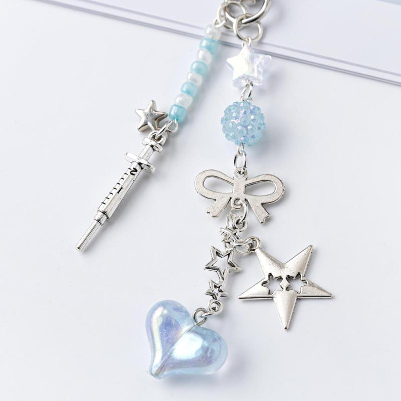 Cute Dolphin Pearls Pendant Keychain Beaded Mobile Phone Chain Sweet Exquisite Backpack Decoration Accessories Gifts
