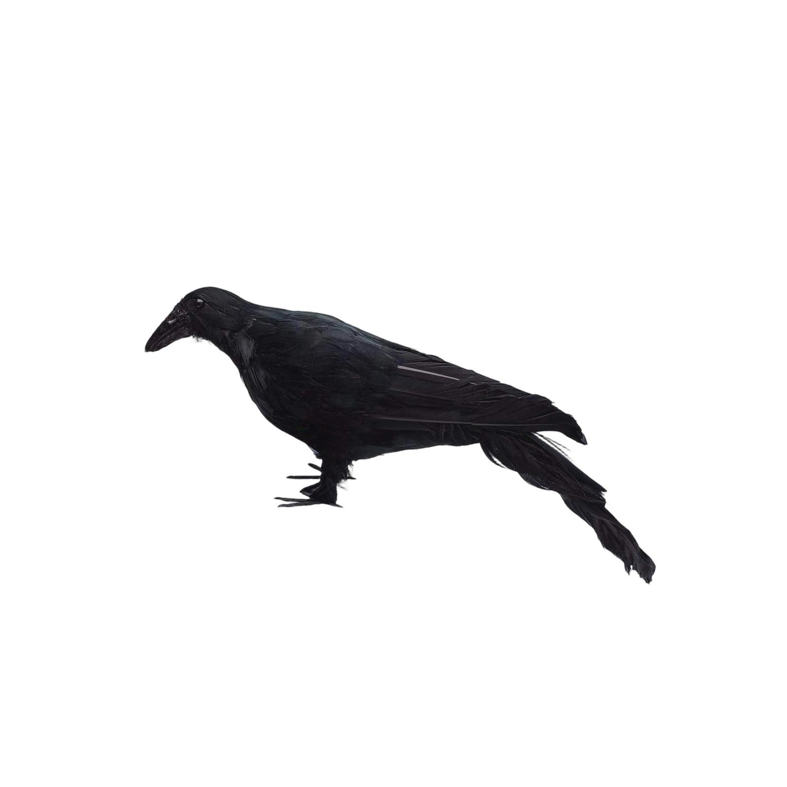 Realistic Crow Tabletop Decoration Halloween Prop Scary Atmosphere Artificial Crow Figurine for Seasonal Indoor Outdoor Display One Size