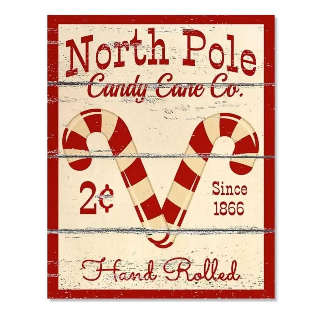 Vintage Christmas Metal Wall Decoration, Holiday Sticker Sign