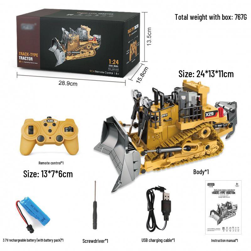 Kids' 2.4G RC Alloy Excavator Toy Bulldozer Model