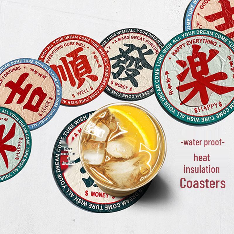 

Creative Waterproof Leather Round Coaster: Heat-Resistant Table, Pot, Bowl, and Plate Mat for Household Use. Music Note