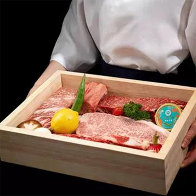 Wood Serving Tray Buffet Server Platter Rectangular Salmon Plate Sashimi Beef for