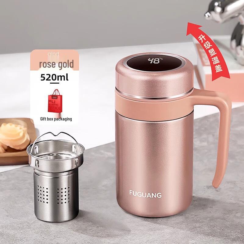 Fuguan 316L Stainless Steel Thermos with Handle, Tea Infuser & Temp Display