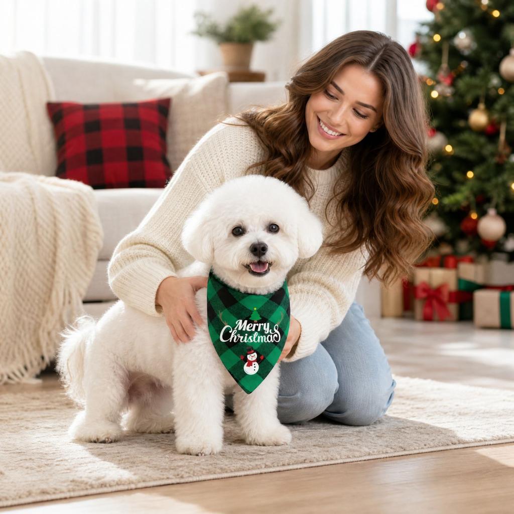 16 Christmas Pet Scarf and Bib Set Adjustable Pet Neckwear for Holiday