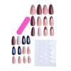 1 Set Women Press on Nails Almond French Tip Stick-on Long Fake Nails Full Cover Glue on False Nails DIY Manicure