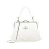 VIVIENNE WESTWOOD Granny Frame Silver Logo Detachable Chain Strap Top Handle Bag Women Shoulder Bag White 52020003S000DA401