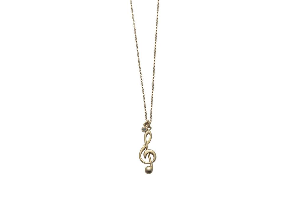 Nakano Fine Necklace Treble Clef Yellow Gold Matte JE30NGCYG