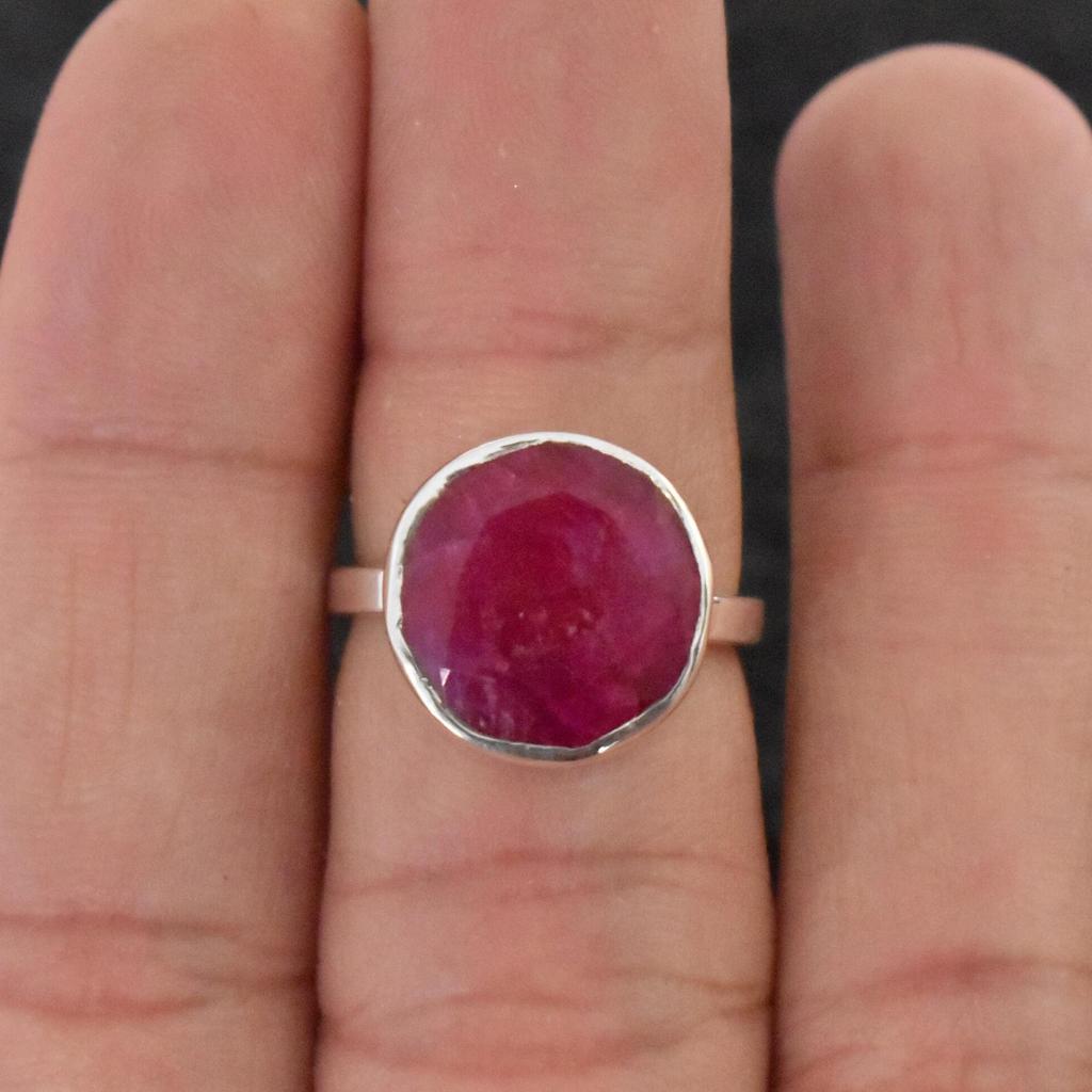 Rich Red Ruby Gemstone 925 Sterling Silver Ring Jewelry, Artisan Handmade Wedding Gift Ring