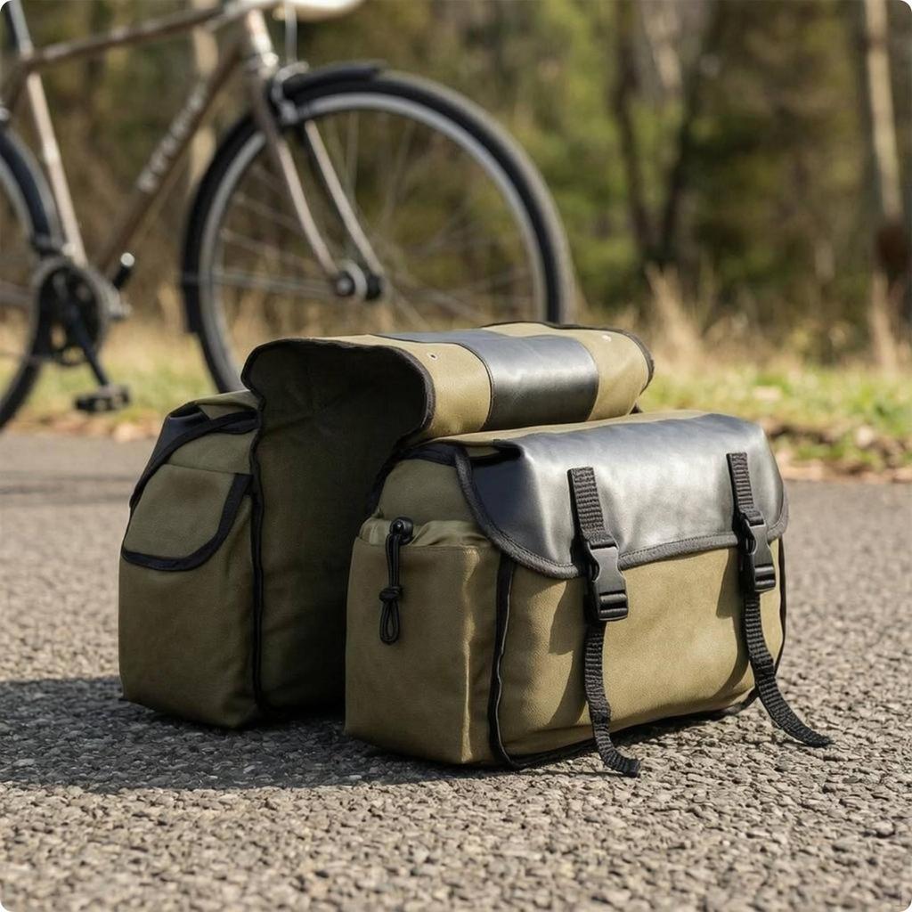 Canvas Bicycle Rear Pannier Multi Pocket Bikepacking Bag