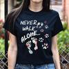 Never Walk Alone Dog Love Unisex T-shirt Gift Black Navy Dark Heather