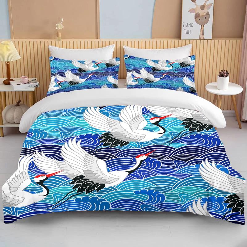 10 Sizes Japanese Kimono Fine Pattern Bedding 3 Piece Set king size double  bedding set microfiber or polyester duvet cover set