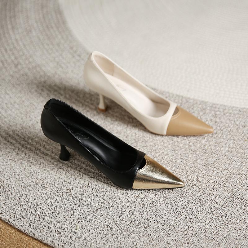 3351-2 pointed high heels color matching light mouth stiletto fashion single shoes temperament versatile banquet women's shoes