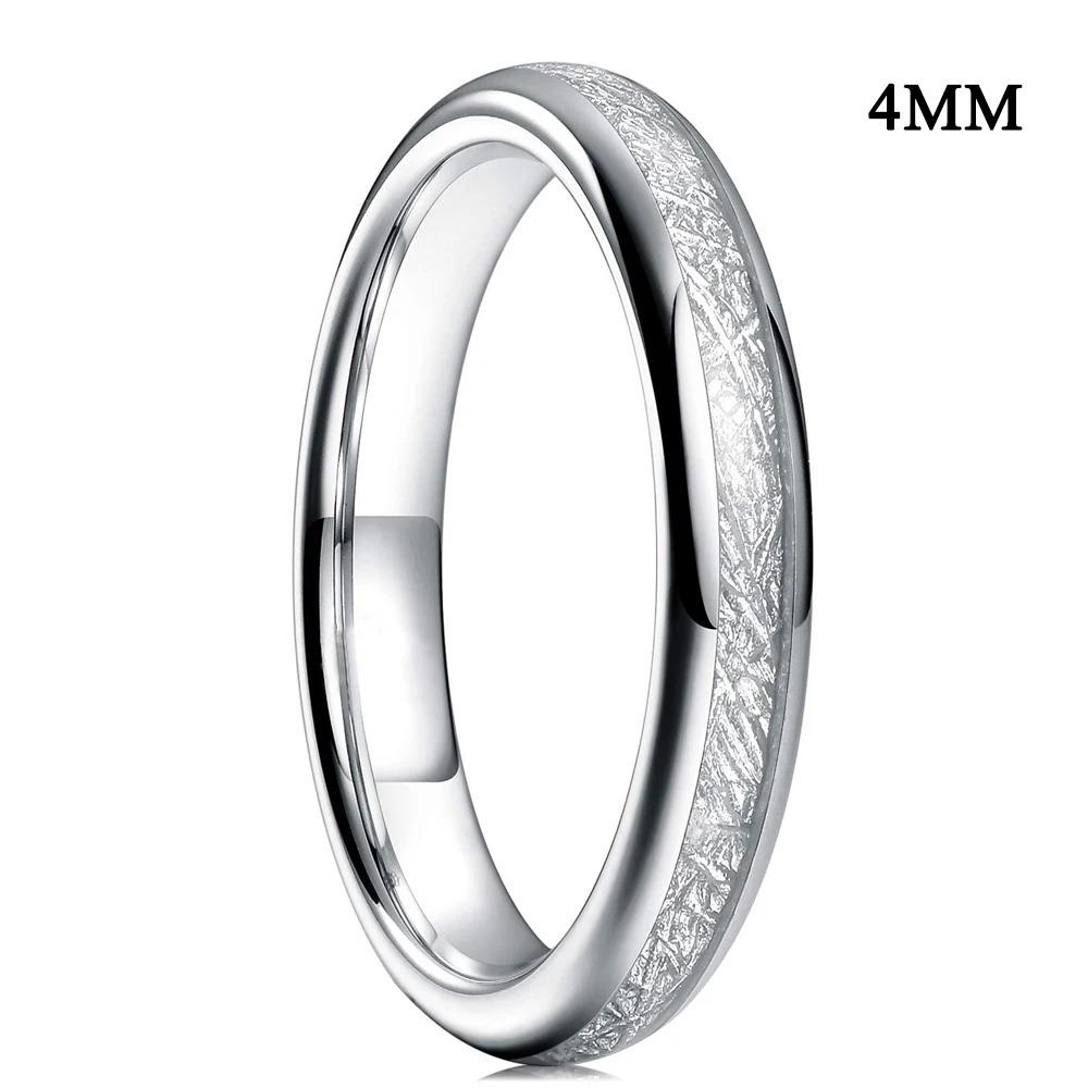 Trendy 4mm Men Stainless Steel Rings Vintage copper Color Meteorites Inlay High Polished Rings For Men Wedding Band Jewelry Gift