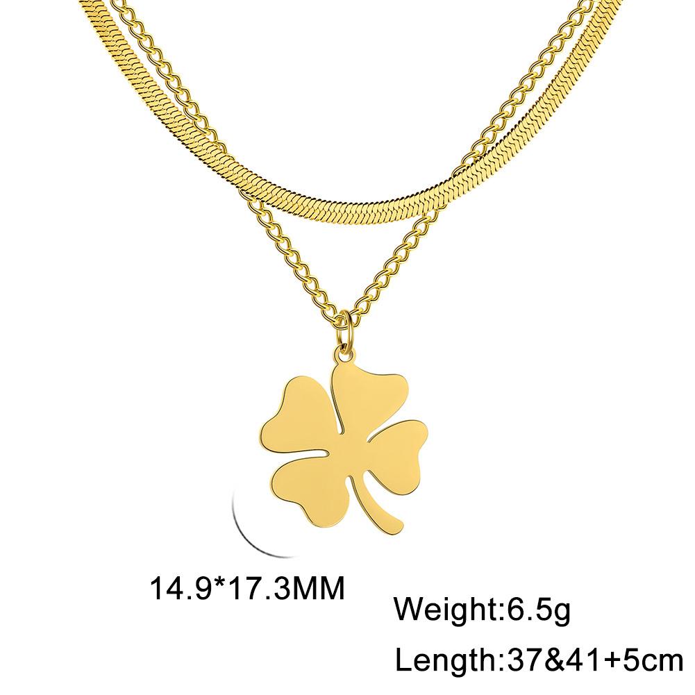 Clover Necklaces for Women Girls Lucky Stainless Steel Pendant Double Layer Gothic Classic Necklace Jewelry 2026 Gifts Wholesale