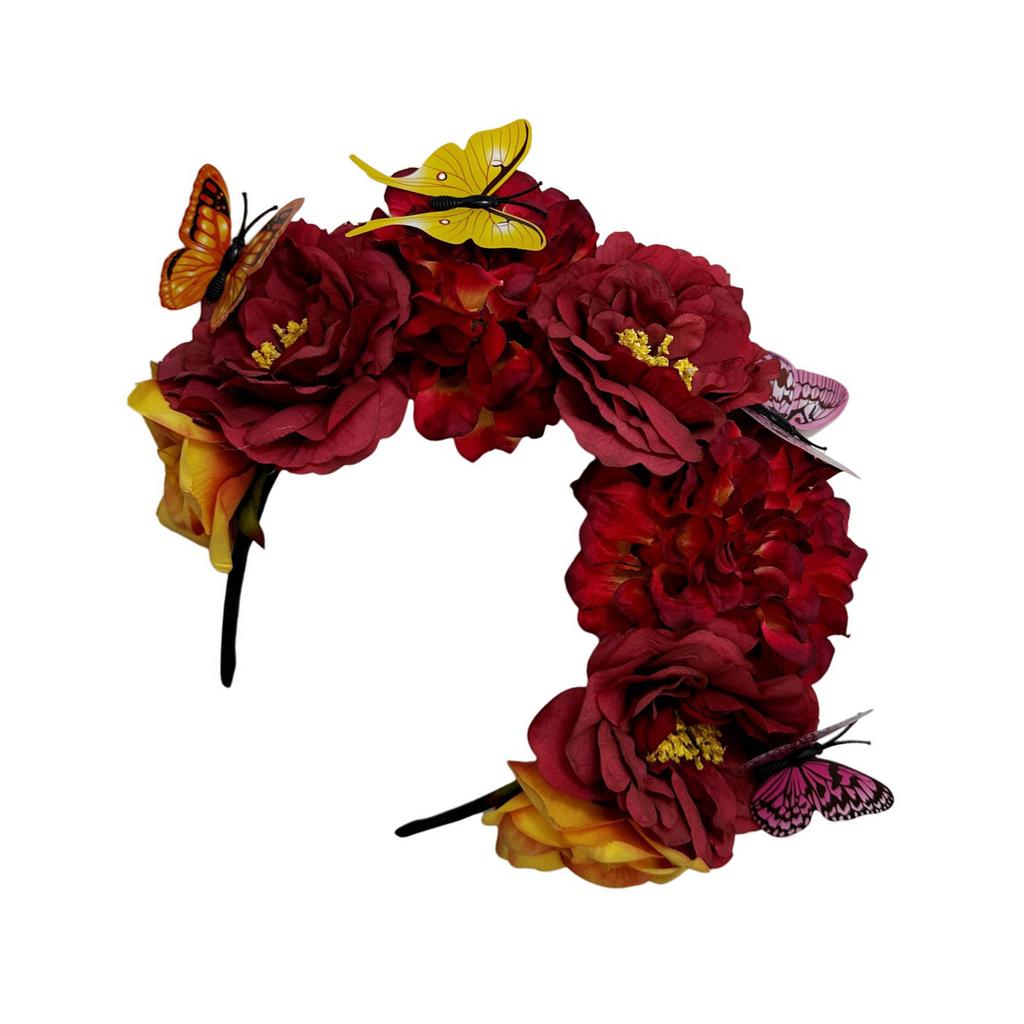 Elegant Flower Hairband Bohemian Style Realistic Butterfly Headband for Girls Halloween Trendy Model Show Headband