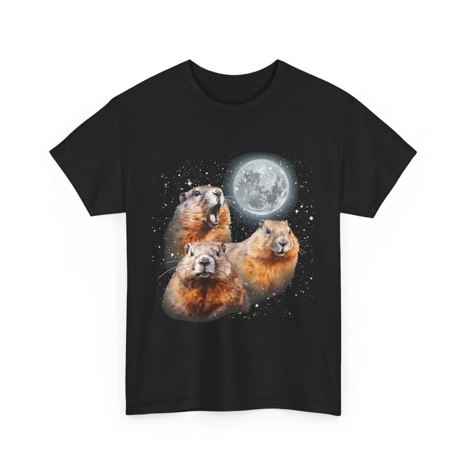 Funny Three Groundhog Moon 3 Head Day T Shirt S