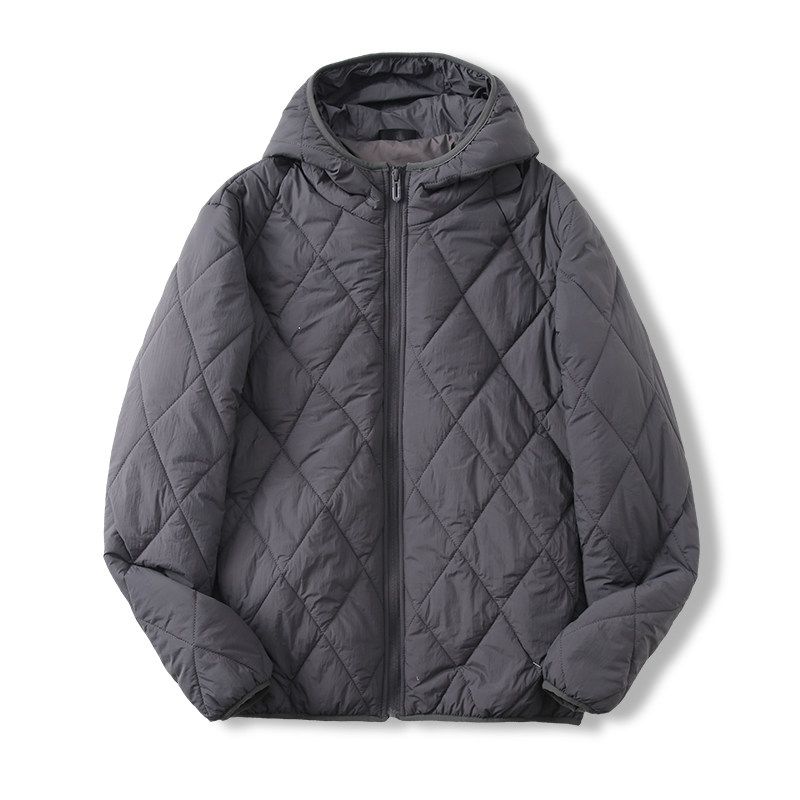 Japanese Export Surplus Genuine Goods with Silk Blend, Lightweight Cotton Jacket for Men, Diamond-Quilted Hooded Versatile Cotton Coat for Women