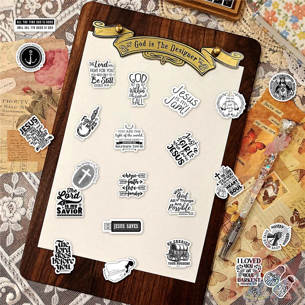 125Pcs/Set Black & White Bible Phrase Mini Diary Manual Stickers DIY Scrapbooks Album Decor Decals Stickers