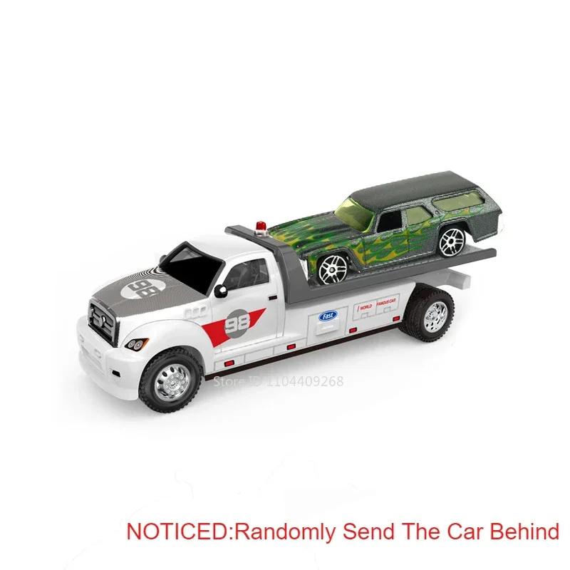 1:64 Scale Container Alloy Trailer Model Toy Car Diecast Metal Movable Joint Pull Back Engineering Vehicles Models Gifts for Boy