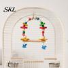 Bird Swing Toy Hanging Parrot Toy, Wooden Perch Stand for Cage, Wood Chew Beads Blocks Parakeet Cockatiel Budgie Macaws