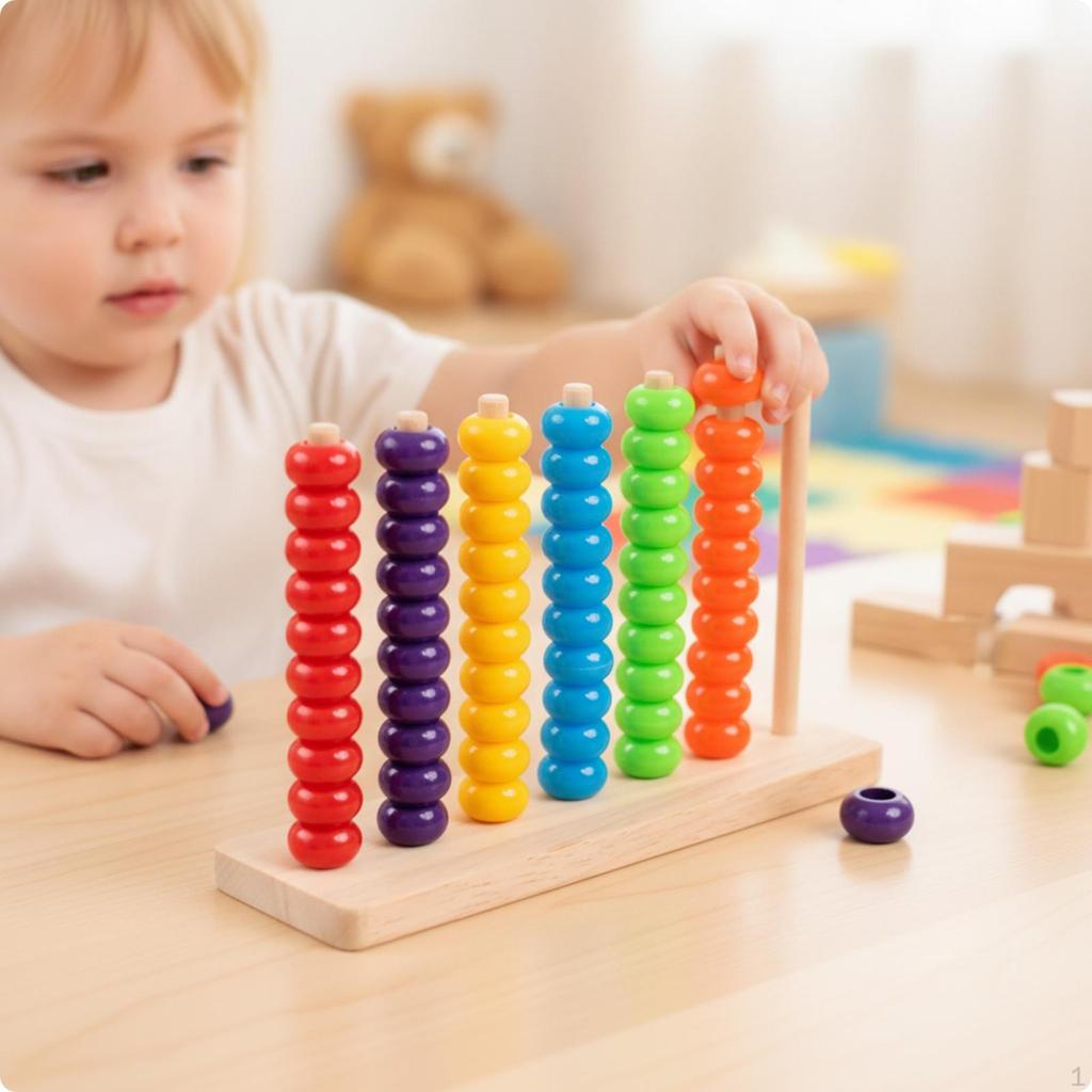 Bead Matching Toy Fine Motor Color Sorting Board Educational Game for Young Children,