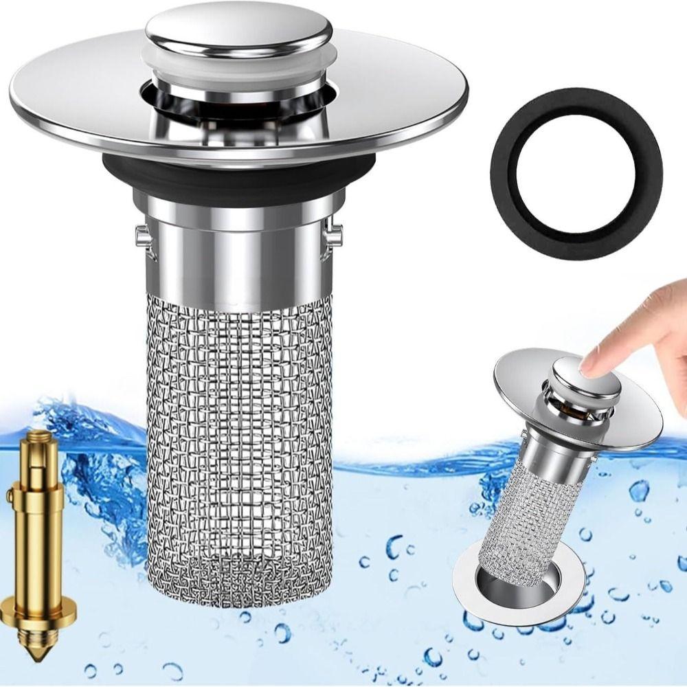 Bounce Core Pop-up Sink Drain No Overflow Sink Drain Plug Durable Wash Basin Drain Filter  Bathtub