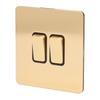 Modern Panel Switch 2 Gang PC Base Stainless Steel Gold Plate Switch for Household Appliances
