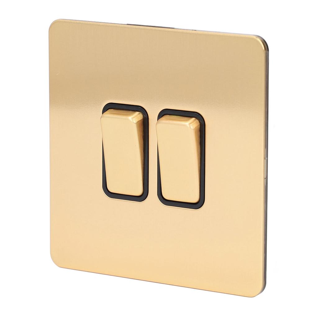 Modern Panel Switch 2 Gang PC Base Stainless Steel Gold Plate Switch for Household Appliances