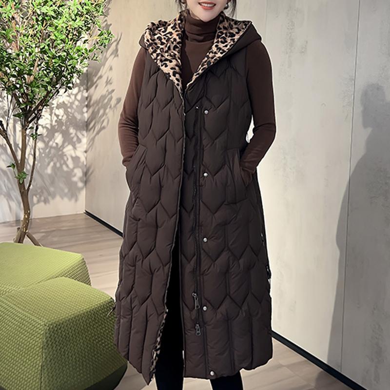 Plus Size Fashion Winter Long Vest Woman Coats Elegant Thick Warm Sleeveless Parka Women's Jackets