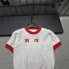 2025 Spring Red Letter Jacquard Short Sleeve Pullover Top