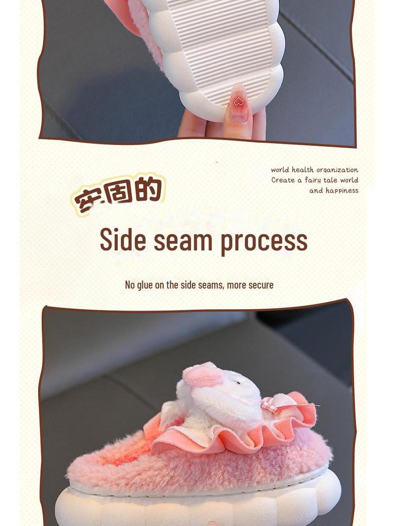 2024 Talv Armsad Jänese Plüüsist Puuvillased Sussid Tüdrukutele - Soojad Karvased Beebi Kodujalatsid